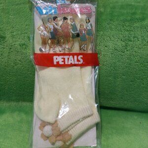 NOS Vintage 70s Athlettes Petals Low Cut Flower Petal Socks Yellow Womens 8.5-11
